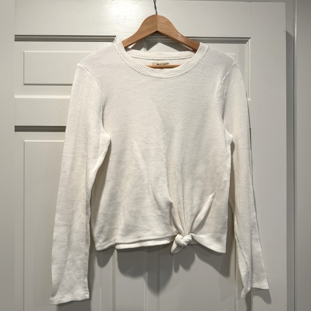 NWOT Madewell Ribbed Front Knot Top | Ivory | Size M